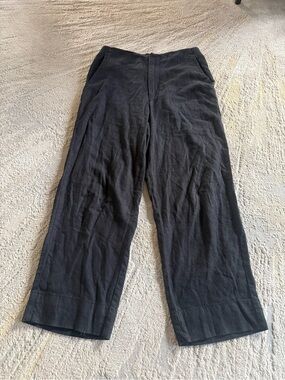Gap black linen wide leg pants relaxed fit high rise breathable pull on 6